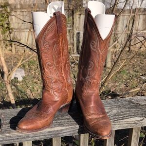 Dan Post Brown Leather Cowboy Boots Men’s 9 D Vintage